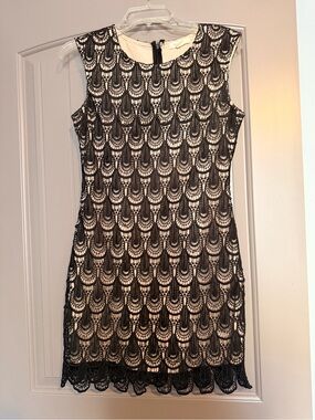 Carapace Sleeveless Blacl Lace Sheath Dress Womens Size M.